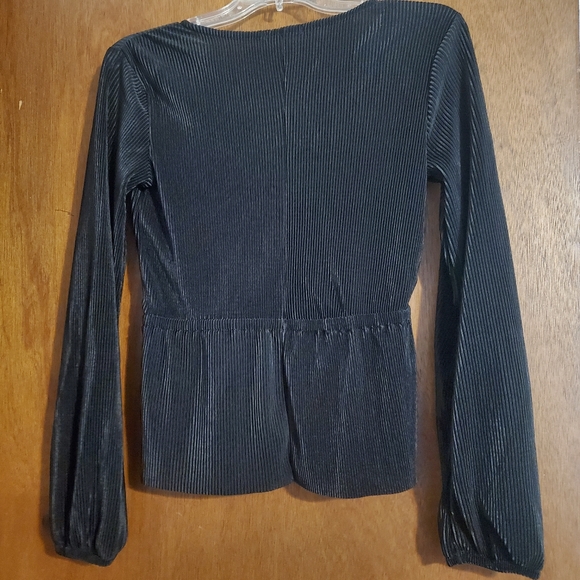 Plisse Faux Wrap Peplum Blouse - Picture 11 of 13